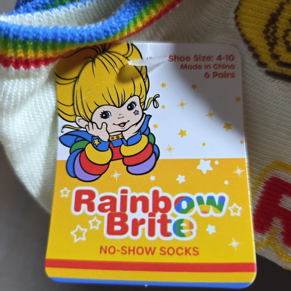 NWT 6-pack Rainbow Brite Women's No Show Socks Size 4-10